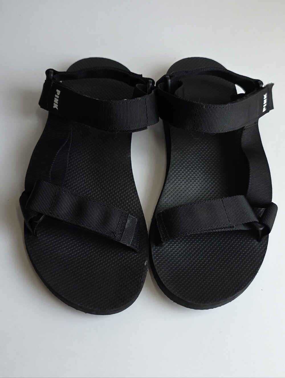 PINK Black Strappy Sandals Size 5/6
